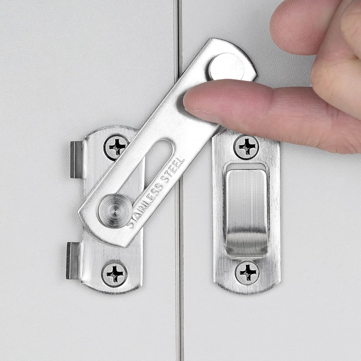 INIRET 2 Packs Barn Door Latches，2.75” x 2.02” Brushed Nickel Stainless Steel barn gate flip Door Latch Bi-fold Door Lock,Sliding Door Antique Lock Gate Latches Wine Cabinet Closet Door Latches