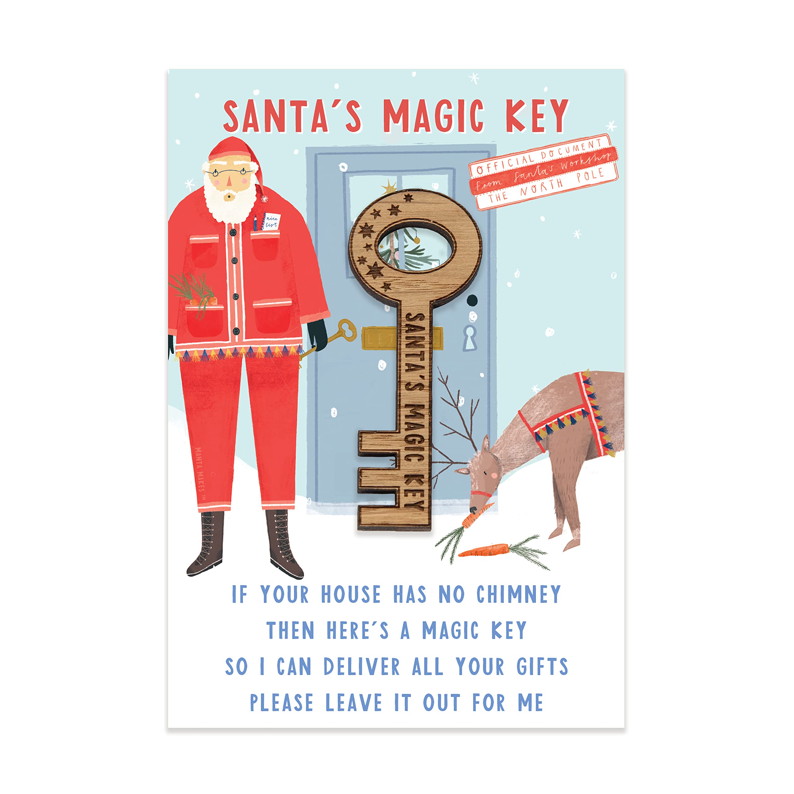 Santa's magic key for christmas eve box fillers for kids | wooden engraved magic santa key | christmas eve tradition for kids with no chimney santa magic key (Santa)