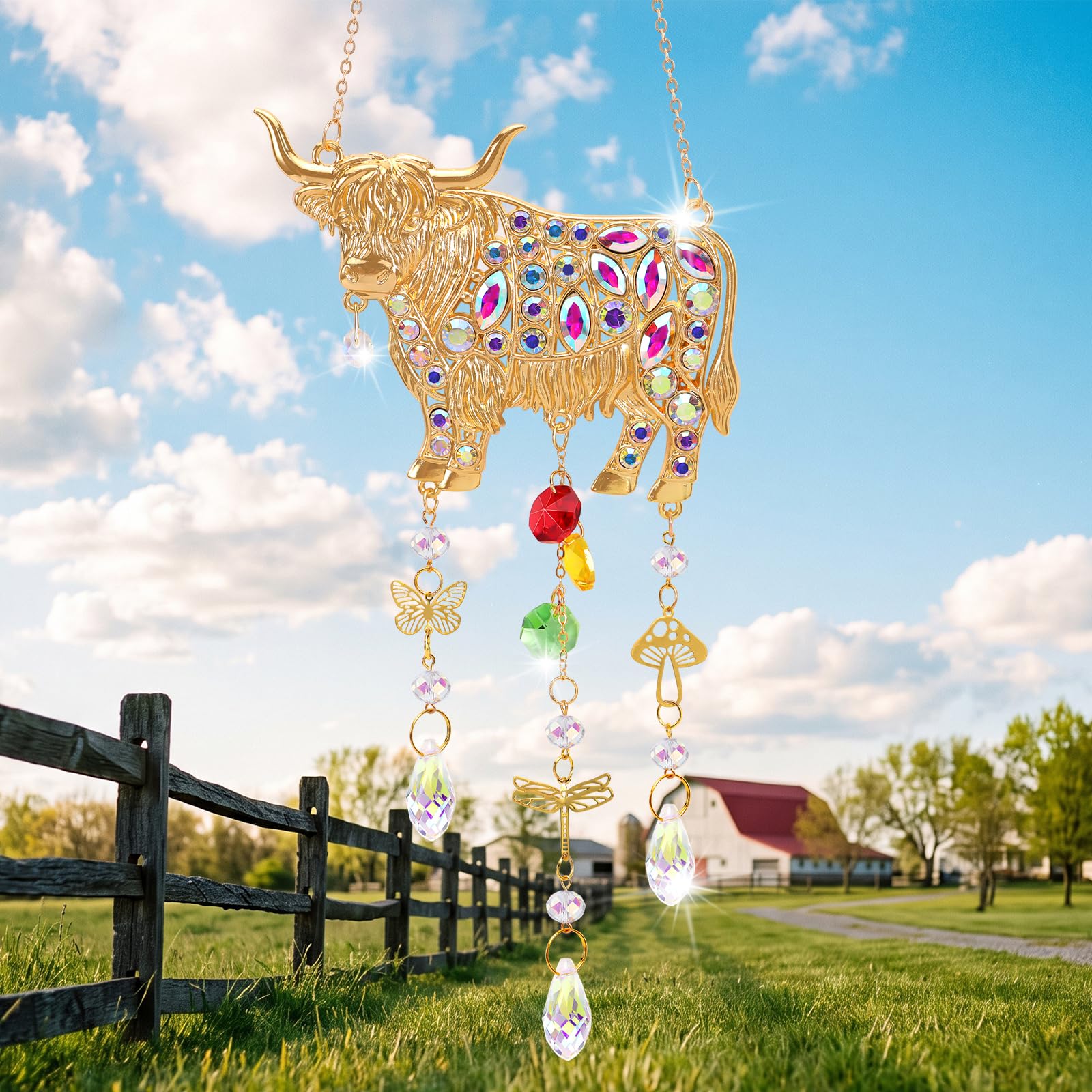 Highland Cow Gifts for Women, Hanging Crystal Suncatcher for Window