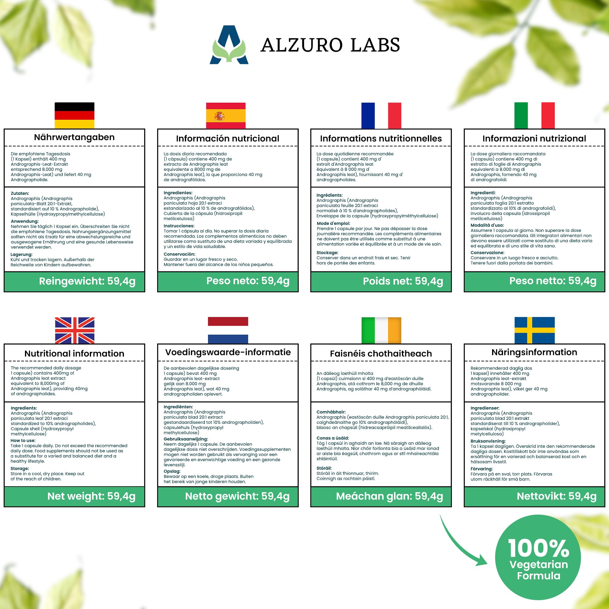Andrographis Paniculata | GMP & Probado por Laboratorio Independiente