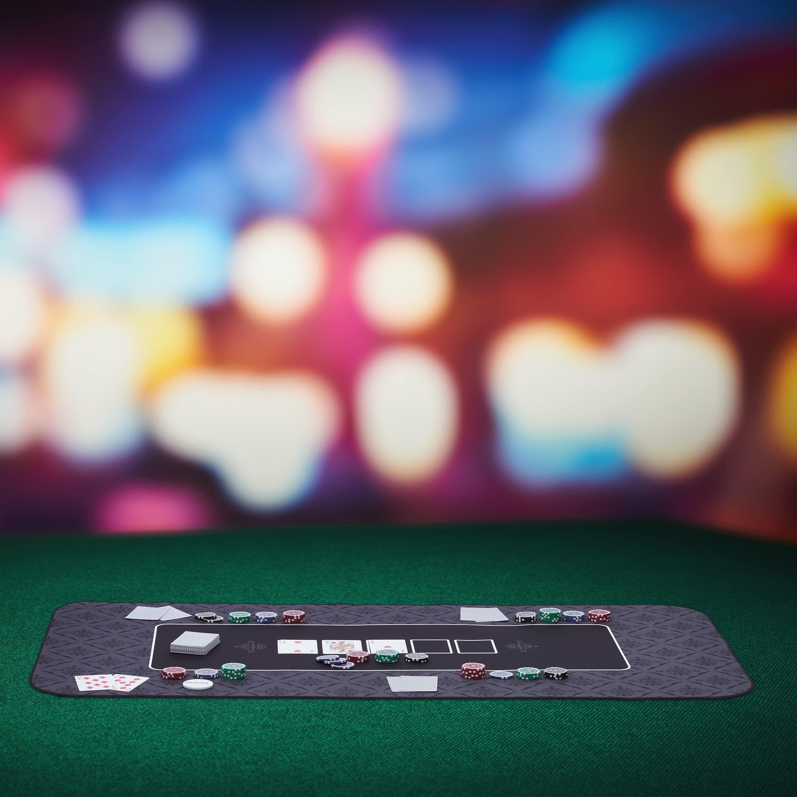 Relaxdays Tapete de Póker 120x60cm, Texas Holdem, Casino, Mantel Mesa Póquer Grande, Antideslizante, Poliéster, Negro