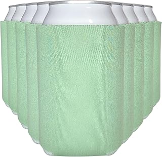 TahoeBay Blank Beer Can Cooler Sleeves (12-Pack) Bulk Sublimation Blanks for Vinyl Plain Soft Foam Can Sleeves Coolers for Soda Cans & Bottles Black, White, Assorted Solid Color (Sage)