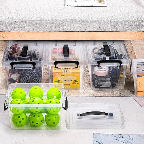 Miniatura 6 de Nicunom Paquete de 4 cajas de almacenamiento transparentes de 6 cuartos de galón, contenedores de almacenamiento de plástico con tapas, caja de