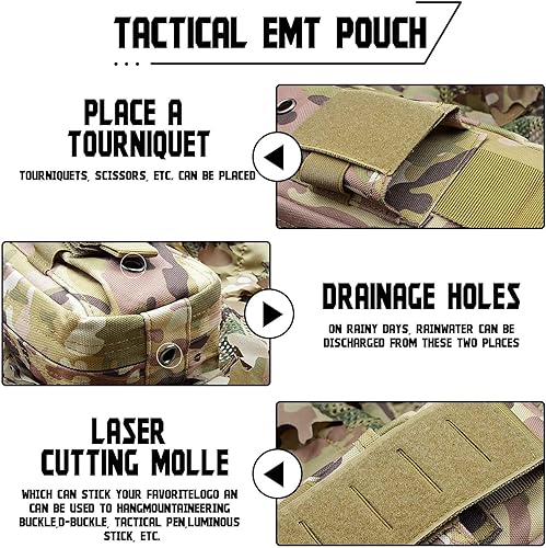 Miniatura 6 de Actualización 1000D bolsa Ifak con corte láser + torniquetes + bolígrafo, cinturón táctico Molle EMT bolsas de primeros auxilios para kit médico