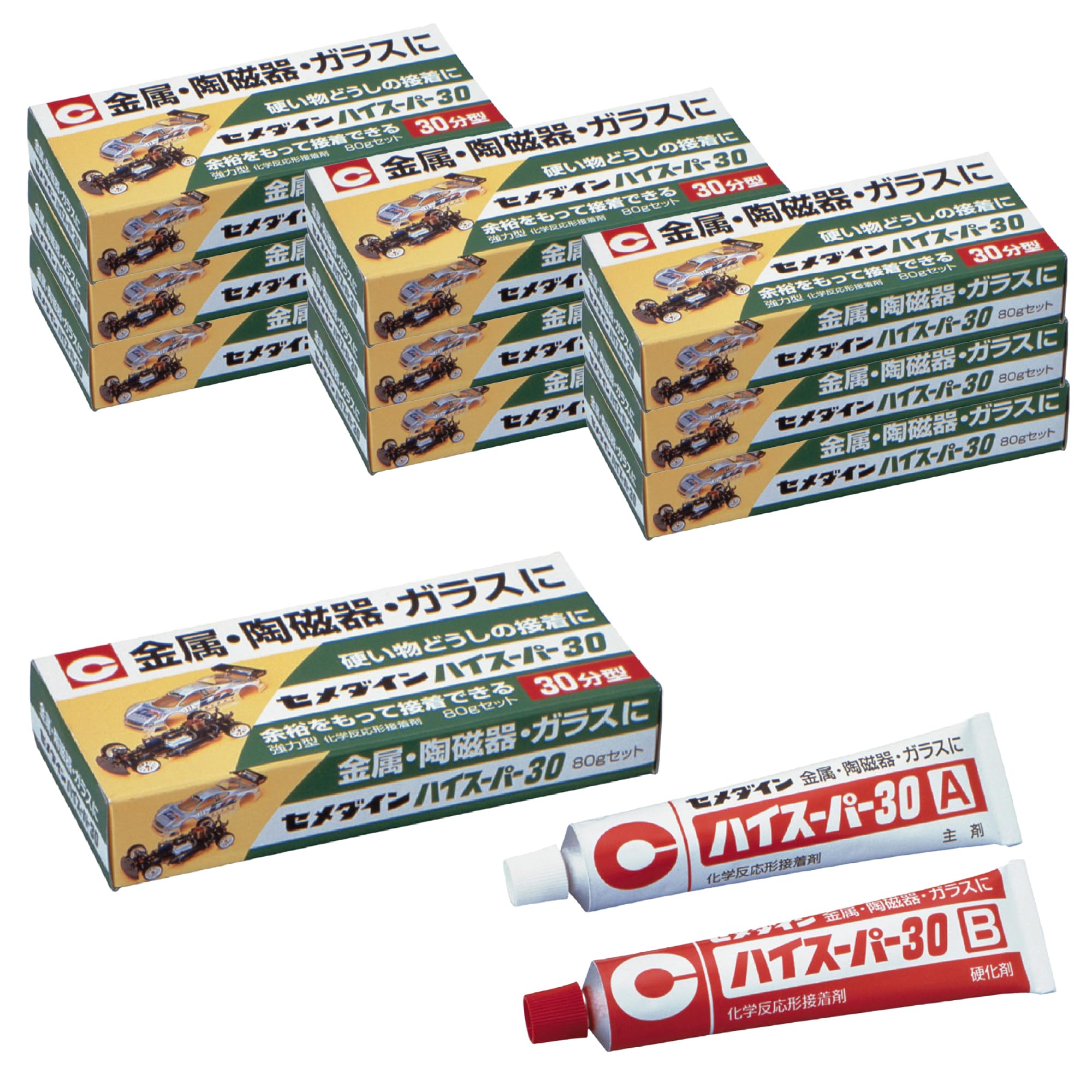 セメダイン(CEMEDINE) ハイスーパー30 エポキシ接着剤 30分硬化型 80gセット 金属 陶磁器 ガラス CA-193 10個セット