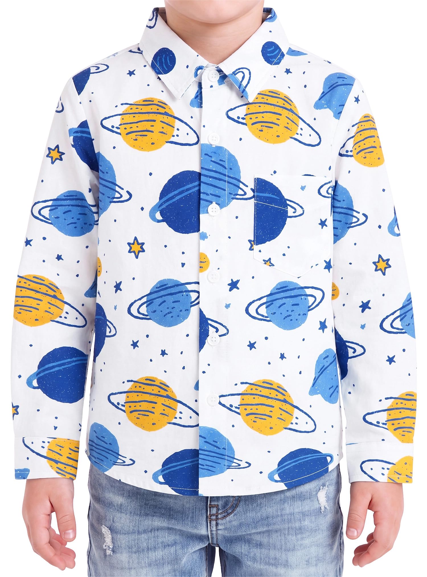 Boys Hawaiian Button Down Shirt, Pure Combed Cotton Short Sleeve Size 3-15Y