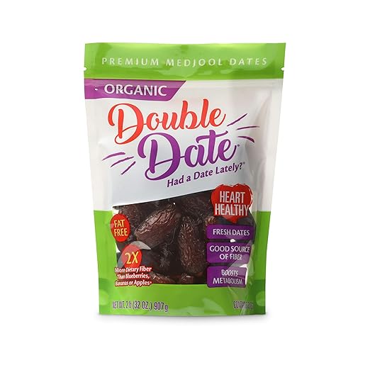 Double Date Organic Dates Medjool, Jumbo Grade, 2lb Pouch Bag Dates Organic, Fresh and Flavorful, Grown and Packed in Coachella California, Resealable and Recyclable Bag, Had a Date Lately?