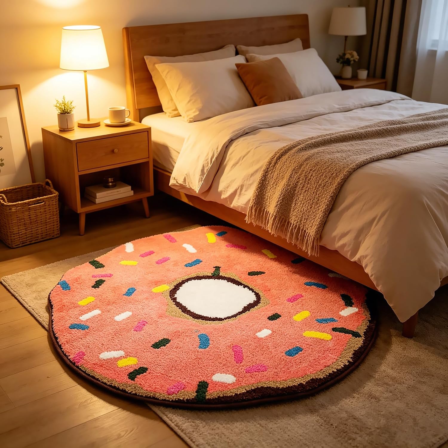 LEVINIS Round Area Rug, Ultra Soft Plush Kids Play Rug with Non-Slip TPR Backing, Washable Absorbent Accent Floor Mat for Kids Room Playroom Nursery Bedroom Living Room Dorm Hostel, Pink 40''