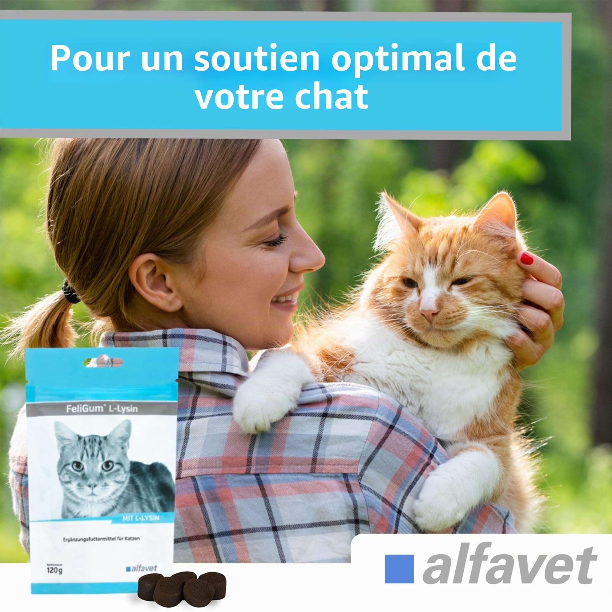 alfavet FeliGum L-Lysine en Cas de Coryza, complément Alimentaire pour Chats, Sachet de 120 g, Environ 60 pastilles à mâcher