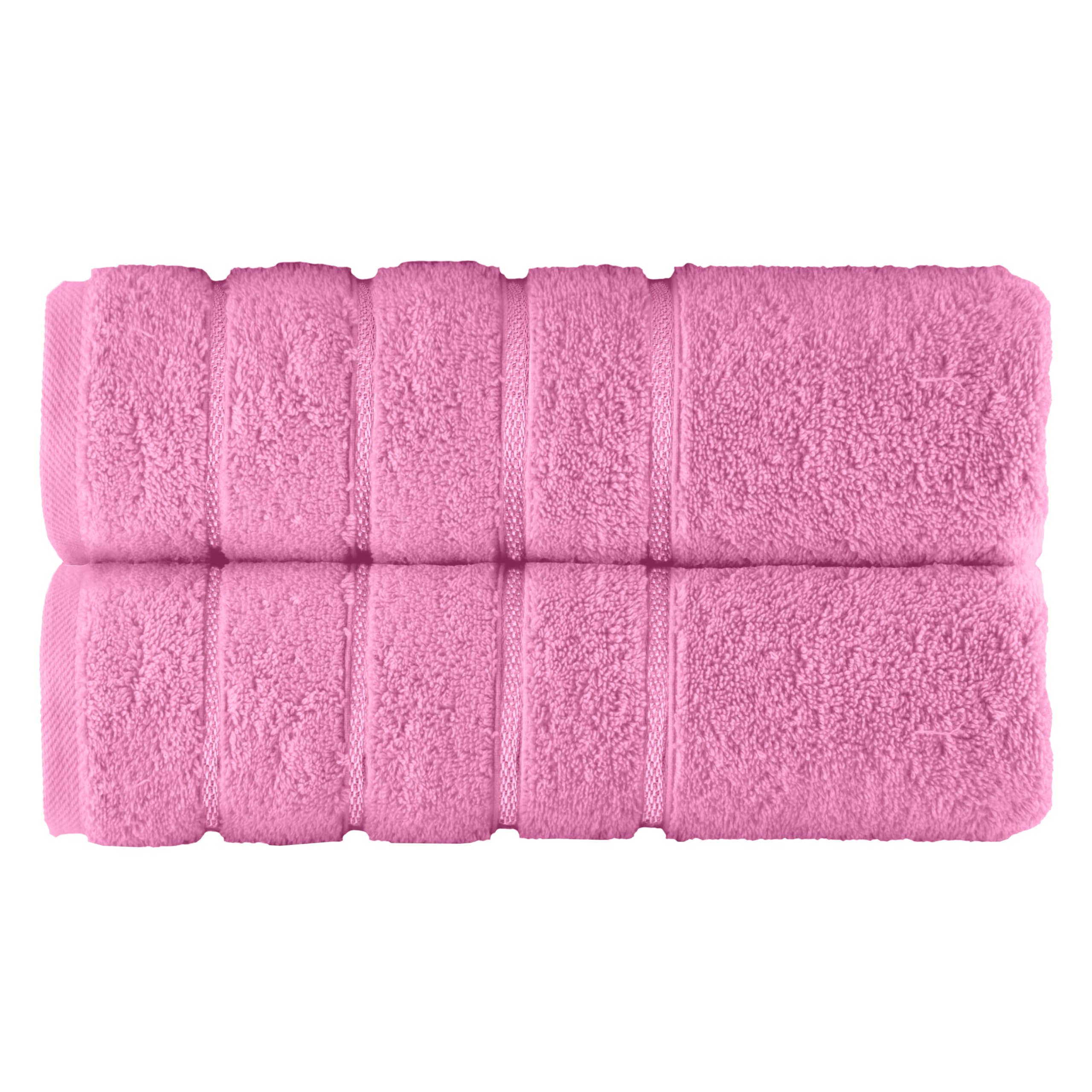 Elegant Comfort 100% Turkish Cotton 4 Lines Viscose Stripe Luxury 2 Pack Bath Towel Set 27 x 54 Inch - Super Soft and Highly Absorbent Premium Hotel Spa Quality Towels for Bathroom Use, Light Pink