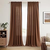 Vista 74 de Guken - Cortinas de lino negro de 108 pulgadas de largo para sala de estar, dormitorio, juego de 2 paneles, bolsillo para barra, cortinas