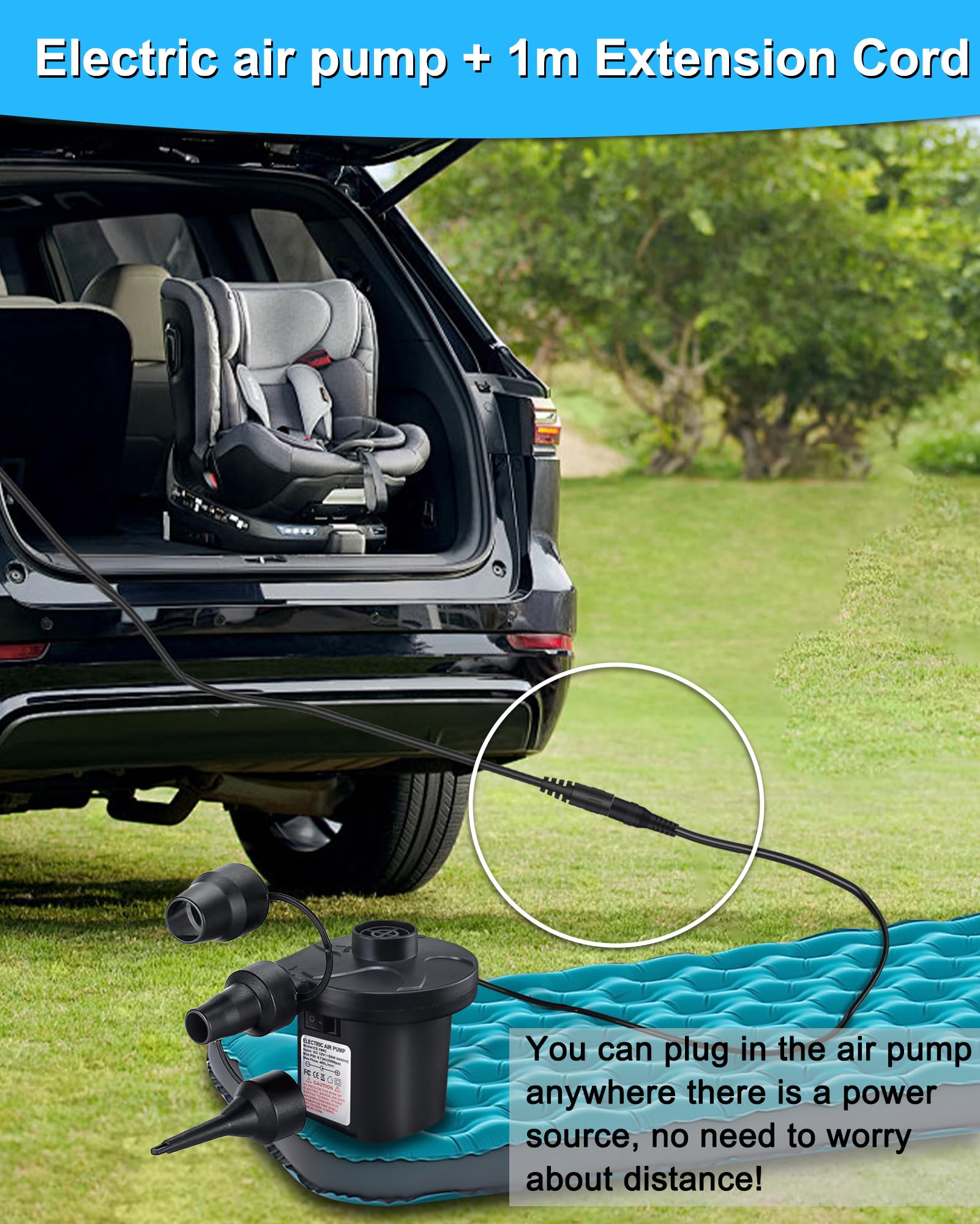 Pompa ad aria elettrica, pompa ad aria per materasso ad aria 2 in 1, pompa elettrica gonfiabile e scarico, pompa ad aria portatile elettrica per materasso, piscina, materasso ad aria, anello di nuoto