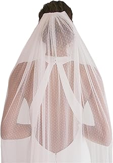 1 Tier Polka Dot Veil Elegant Fingertip Length Wedding Veil for Bride Iv...