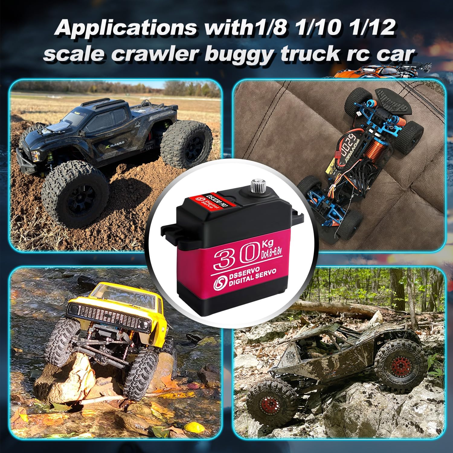 Paquete de 2 servos a control remoto de 30 kg de servo digital de alto par RC para coches RC a escala 1/10 y orugas Slash 4x4 4x4 VXL TRX-4 SCX10 III Everest-10, dirección RC Servo impermeable (2