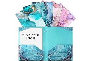 Eersida Marble Folders with 2 A4 Sized Pockets and Heavy Duty 3 Hole File