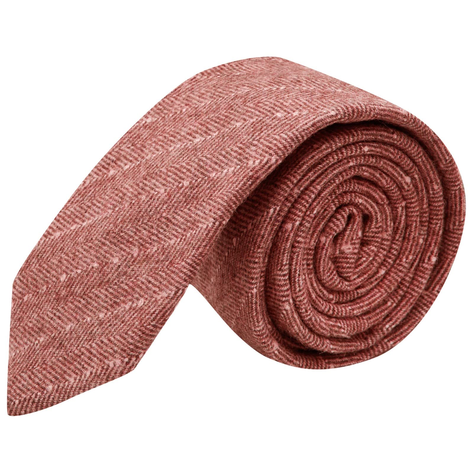 King & Priory Rust Red Herringbone Tie, Brown