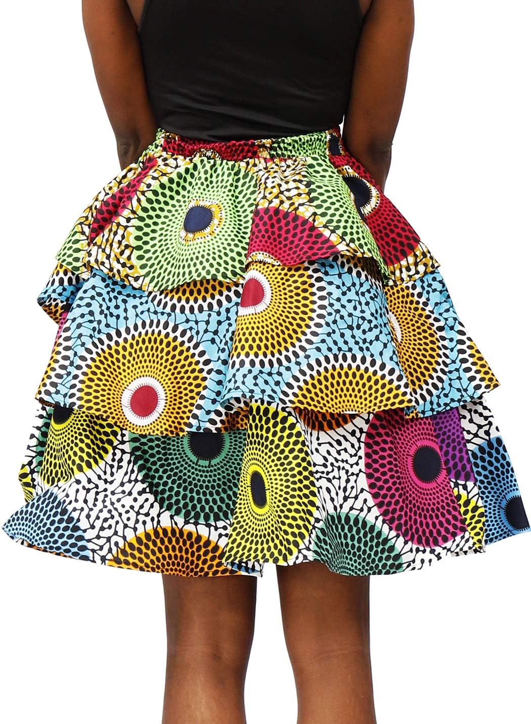 Women African Skirt Ankara Tradition Print Wax Patchwork Skirts - Image 4