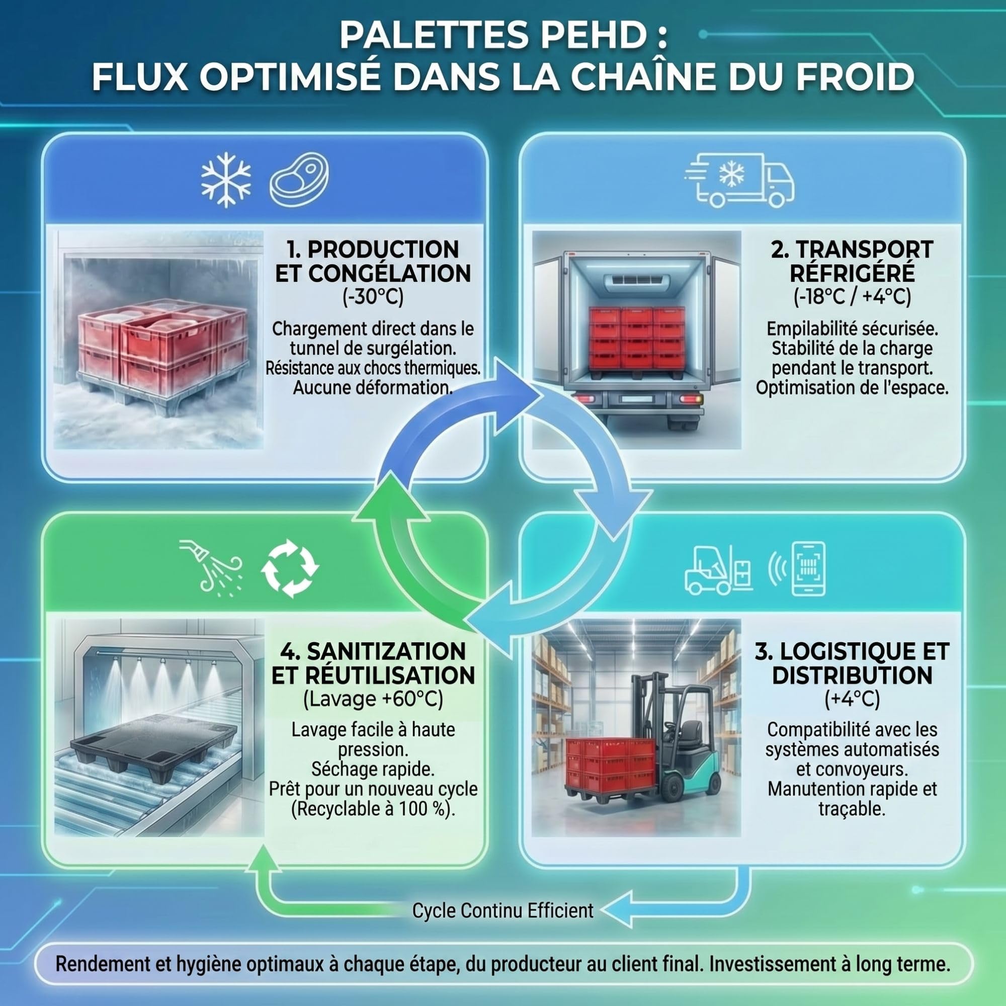 IMJ-Global - Palette Plastique 80x120 cm HDPE, Palettes Empilables de 9 pieds, Chaque Palette Possède une Certification Alimentaire et une Capacité de Charge Maximale de 2500 KG (1 Palettes)