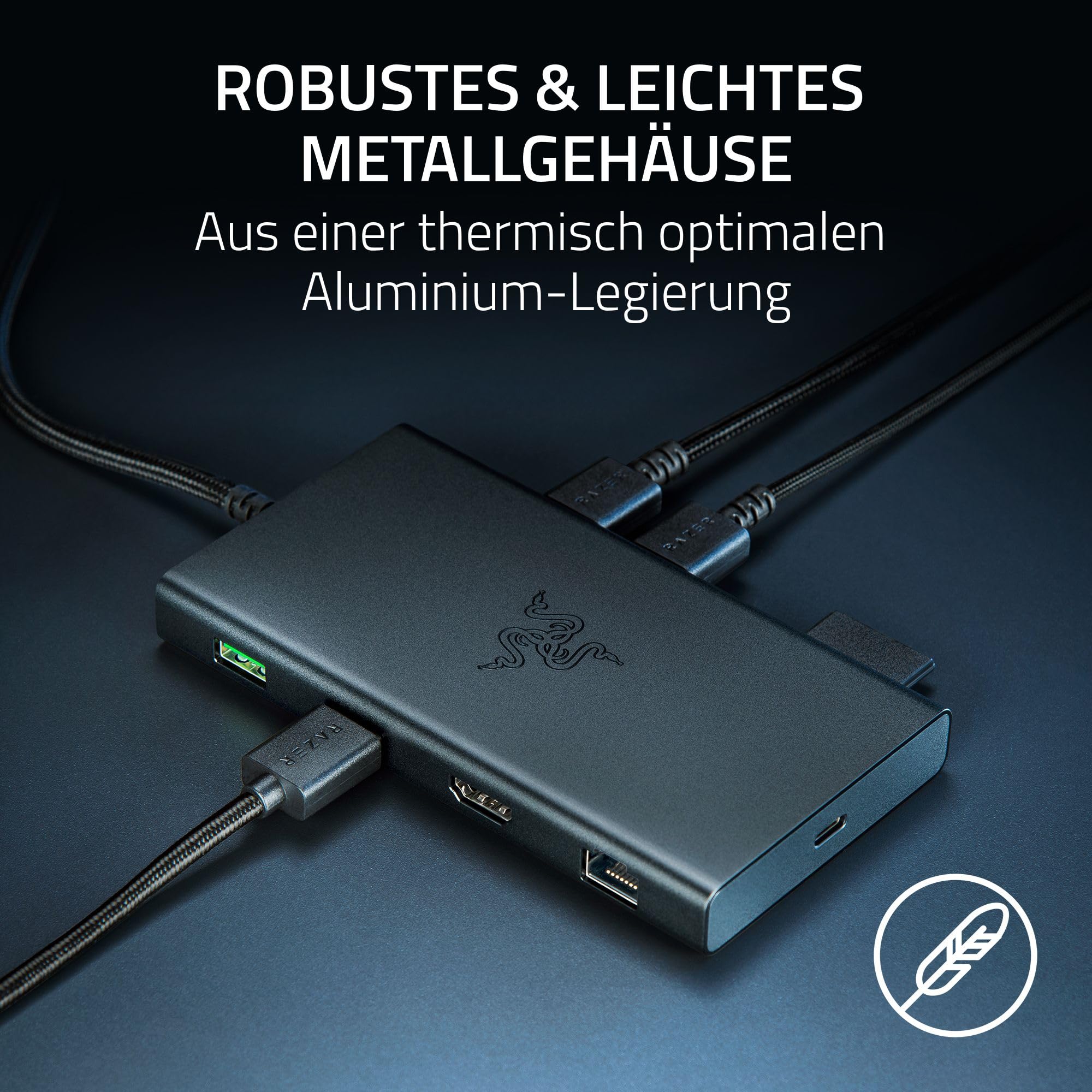 Razer USB-C Dock - 11 Anschlüsse mit HDMI, Gigabit-Ethernet, 3,5mm-Audio-Anschluss, USB-A & -C, kompatibel mit Windows und Mac (Bildschirm-Ausgabe mit 4K, 7.1 Surround Sound) Mercury