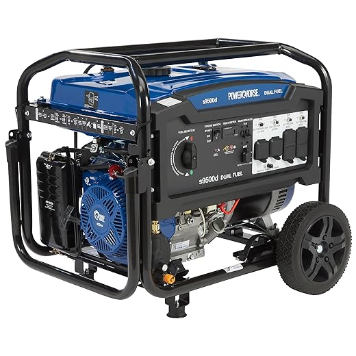 Powerhorse Portable Generator, 9500 Surge Watts, 7500 Rated Watts, 120/240V, Dual-Fuel, Electric Start, CO Shutdown