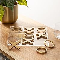 Vista 3 de Deco 79 Juego de metal Tic Tac Toe con piezas doradas, 12 x 1 x 12 pulgadas, dorado