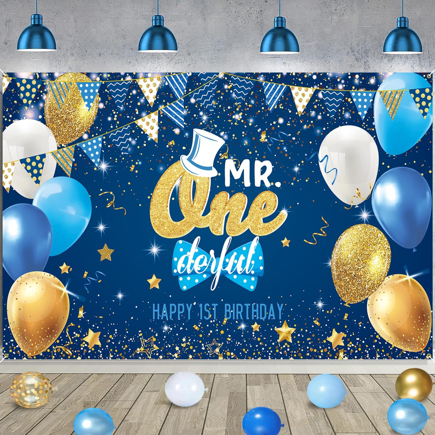 男の子の1歳の誕生日デコレーション、男の子の赤ちゃんの最初の誕生日デコレーション、男の子の1歳の誕生日パーティー用品、1歳の誕生日バ