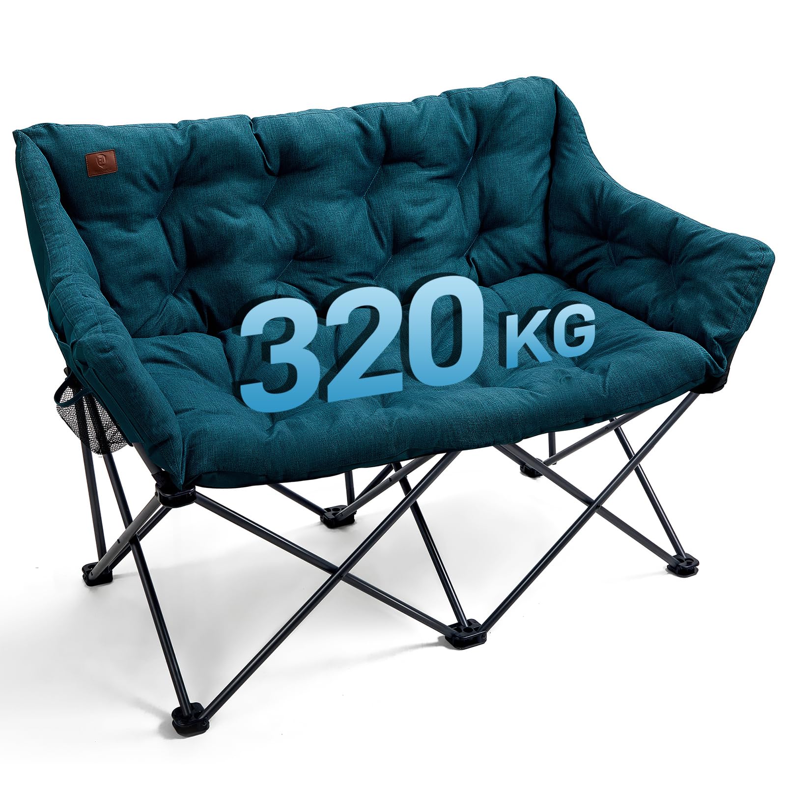 EVER ADVANCED Składane krzesło kempingowe dla 2 osób, składana sofa 320 kg nośność, luksusowe krzesło składane XXL, 2-osobowa sofa kempingowa, grube wyściełane wysokie oparcie, ekstra