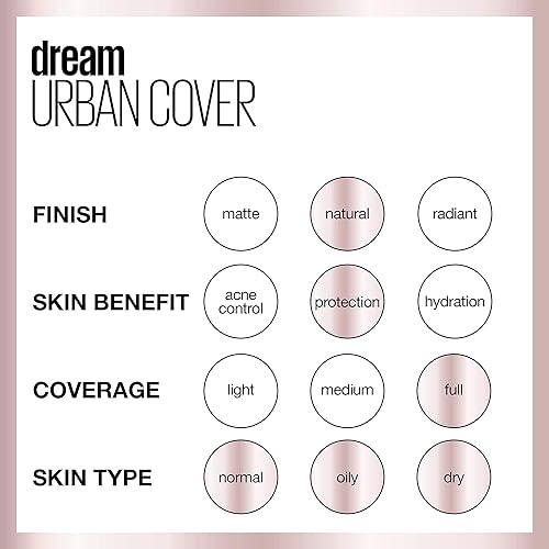 Miniatura 10 de Maquillaje Maybelline Dream Urban Cover de cobertura total, SPF 50, 130 beige buff