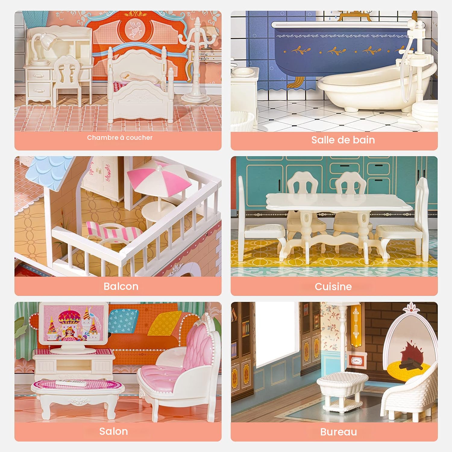 Maison de Poupée en Bois ROBUD pour Filles, Cadeau de Jouet pour Filles