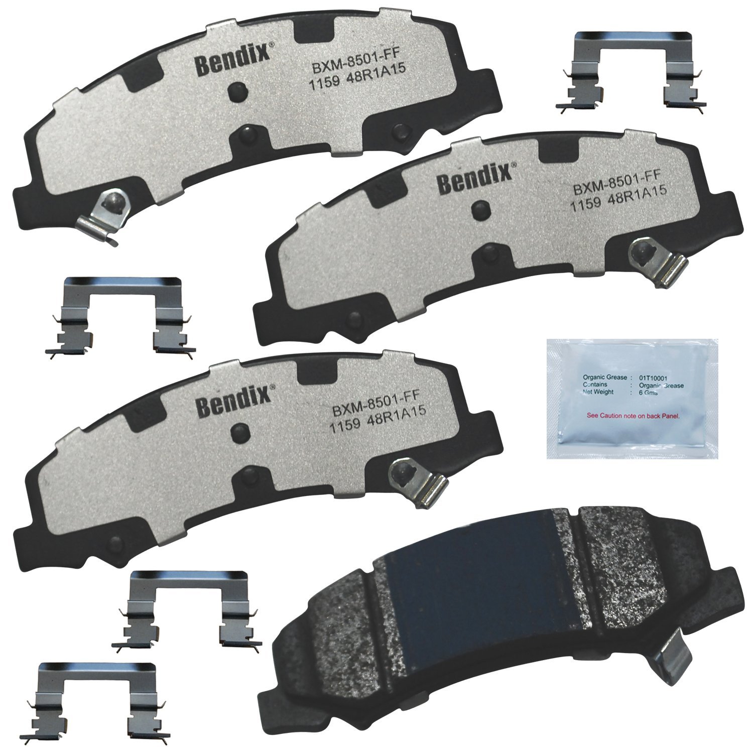 Bendix Fleet Metlok PBD1159 Semi-Metallic Front Brake Pads for Select Models Buick LaCrosse, Lucerne, Cadillac DTS, Chevrolet Impala, Impala Limited, Monte Carlo