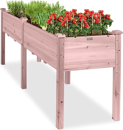 Miniatura 10 de Best Choice Products - Plantador de jardín elevado de 72x24x30 pulgadas, soporte de macetero de madera para jardín trasero, patio, balcón con panel