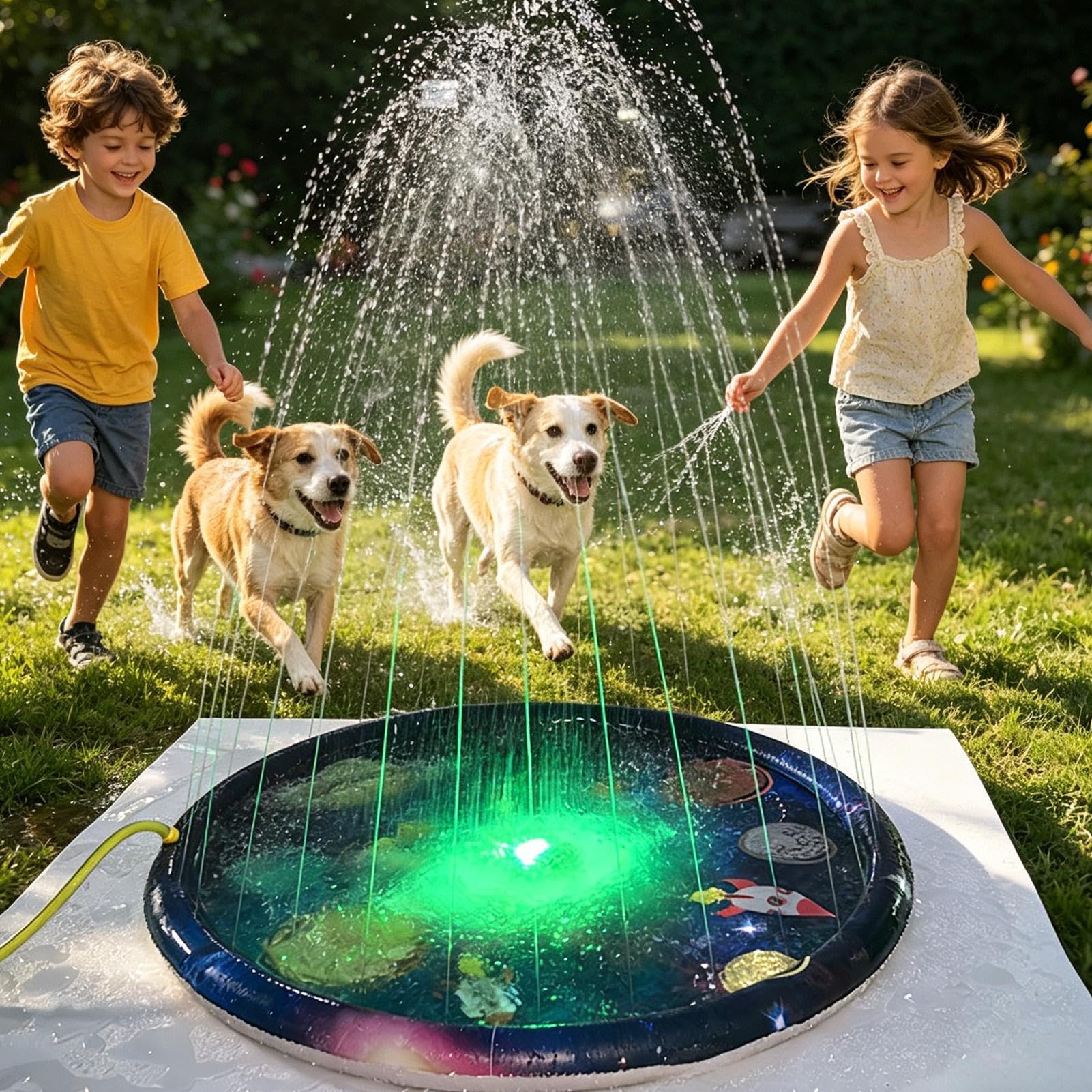 Aspersor para niños Alfombra de Juego con Spray de Piscina y de Tema | Aspersores de juego acuático al aire libre para niños a partir de 3 años Parque Piscina Playa Jardín Trasero Césped