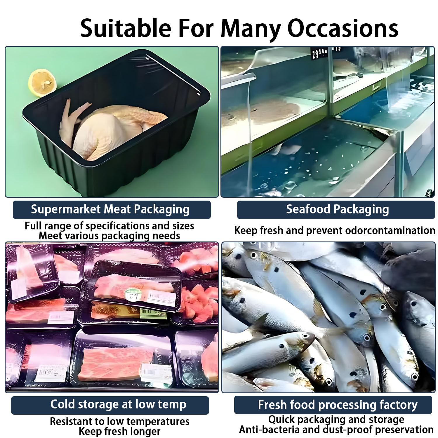 Lebensmittelversiegelungsmaschine für Fleisch, Fisch, Obst, Fertiggerichte - Edelstahl, Handdruck, Temperaturkontrolle, 500 Boxen/H, 7-8 Tabletts/MIN