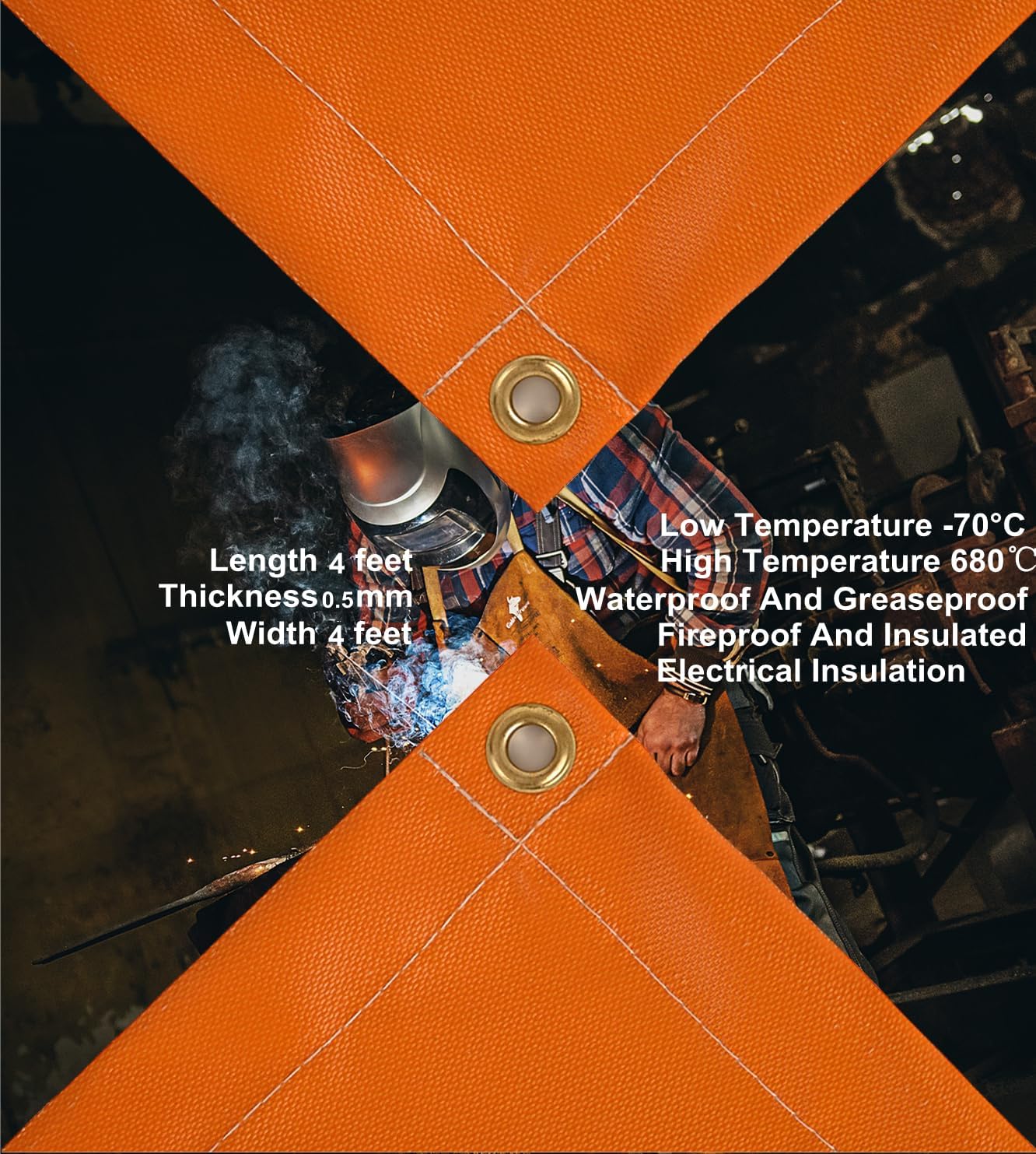 Silicone Welding Blanket 4×4ft Silicone Coated Fiberglass Fire Blanket Camping Insulated Fire Blanket
