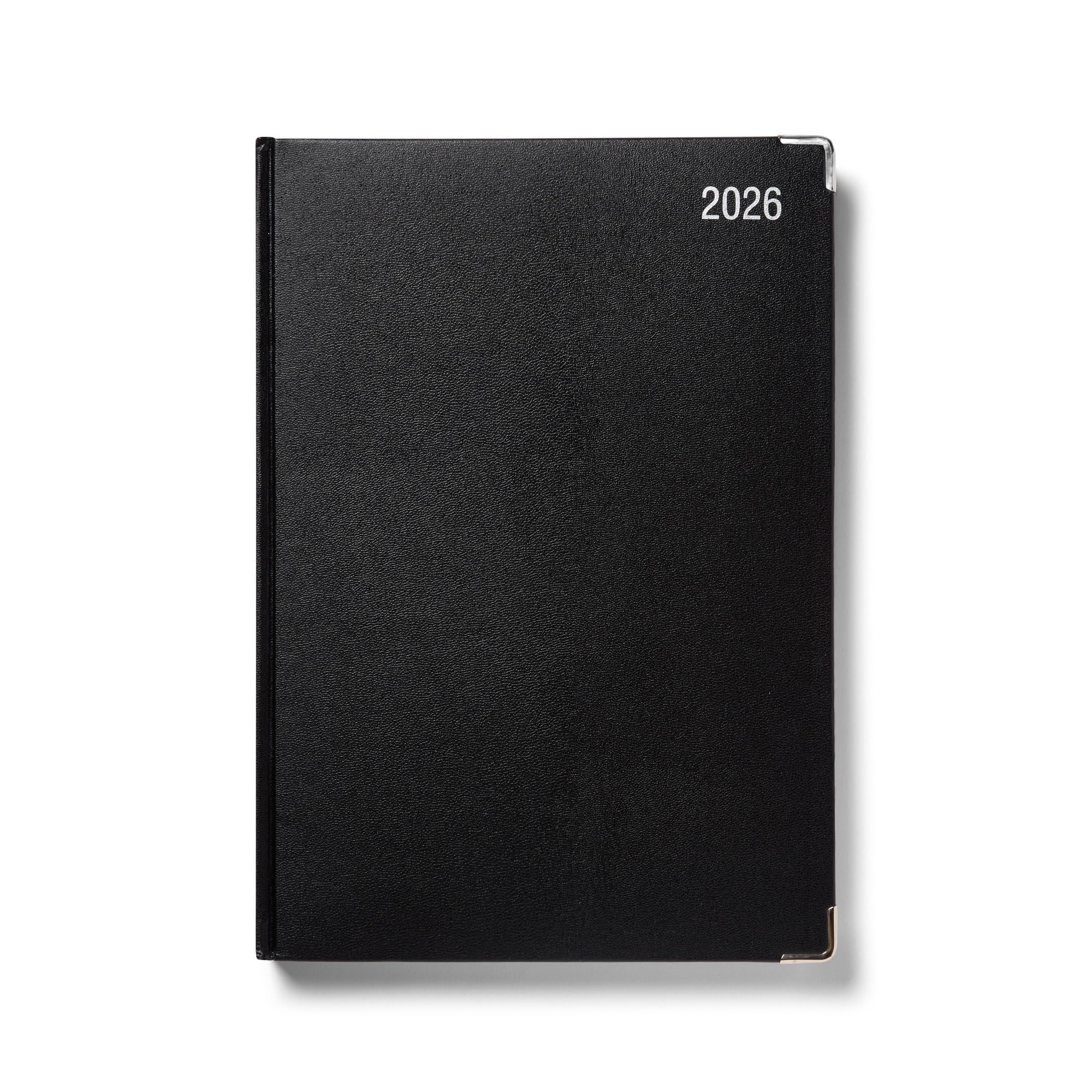 Executive Edition A4 2026 Diary Day A Page - Black Padded Cover, Silver Gilt Corners & Page Edges