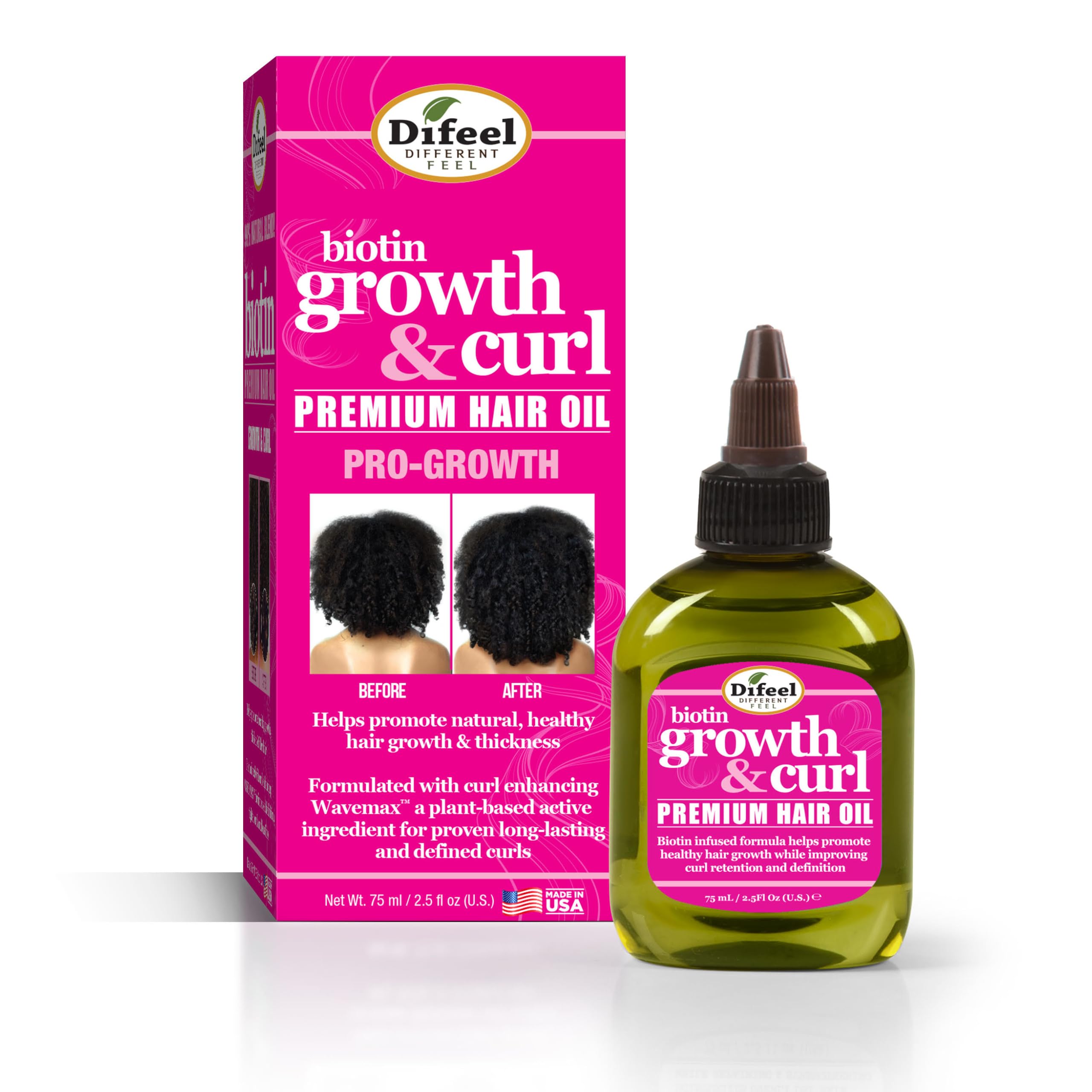 Difeel Biotin Growth & Curl Premium Hair Oil 2.5 oz.
