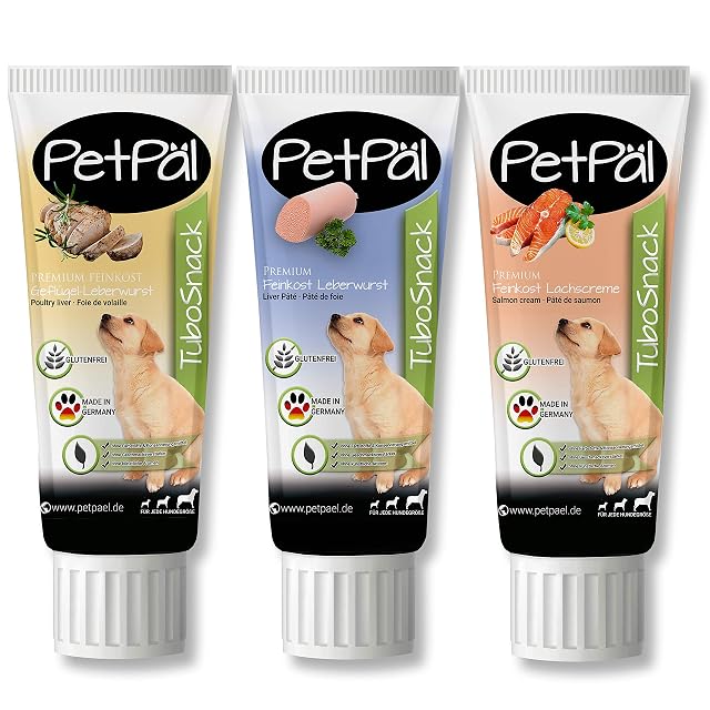 PetPäl Perros Golosina Tubo “TuboSnack“ - Pack Degustación Hígado, Ave, Salmón 3X 75g