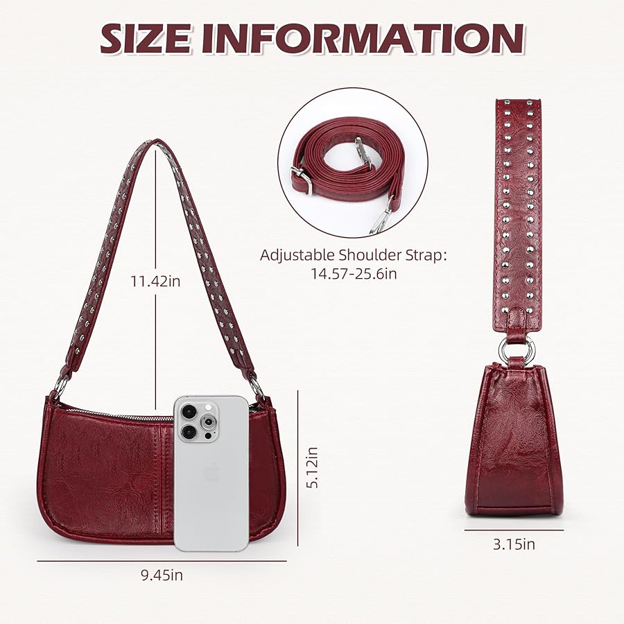 Liziblloy Shoulder Bag for Women Trendy Red Purse Small Burgundy