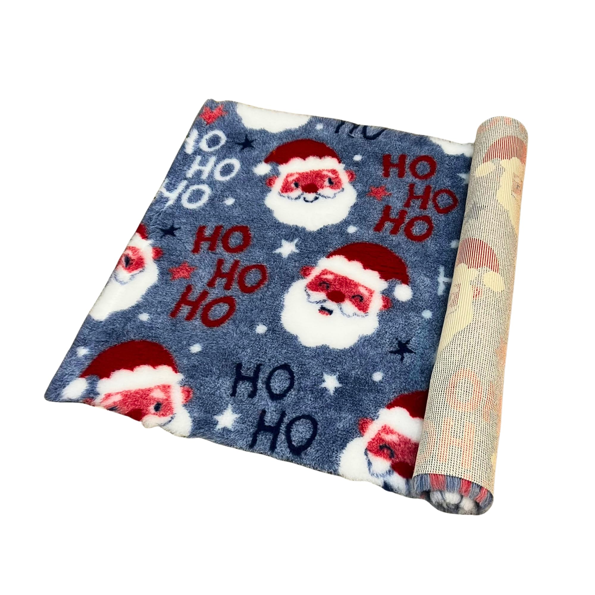 Pawstrading Premium Christmas Santa HOhoho Dog Bed Mat – Blue Dog Mat Vet Bed Bedding with Anti-Slip Back (Multiple Sizes) (Medium (100x75cm))
