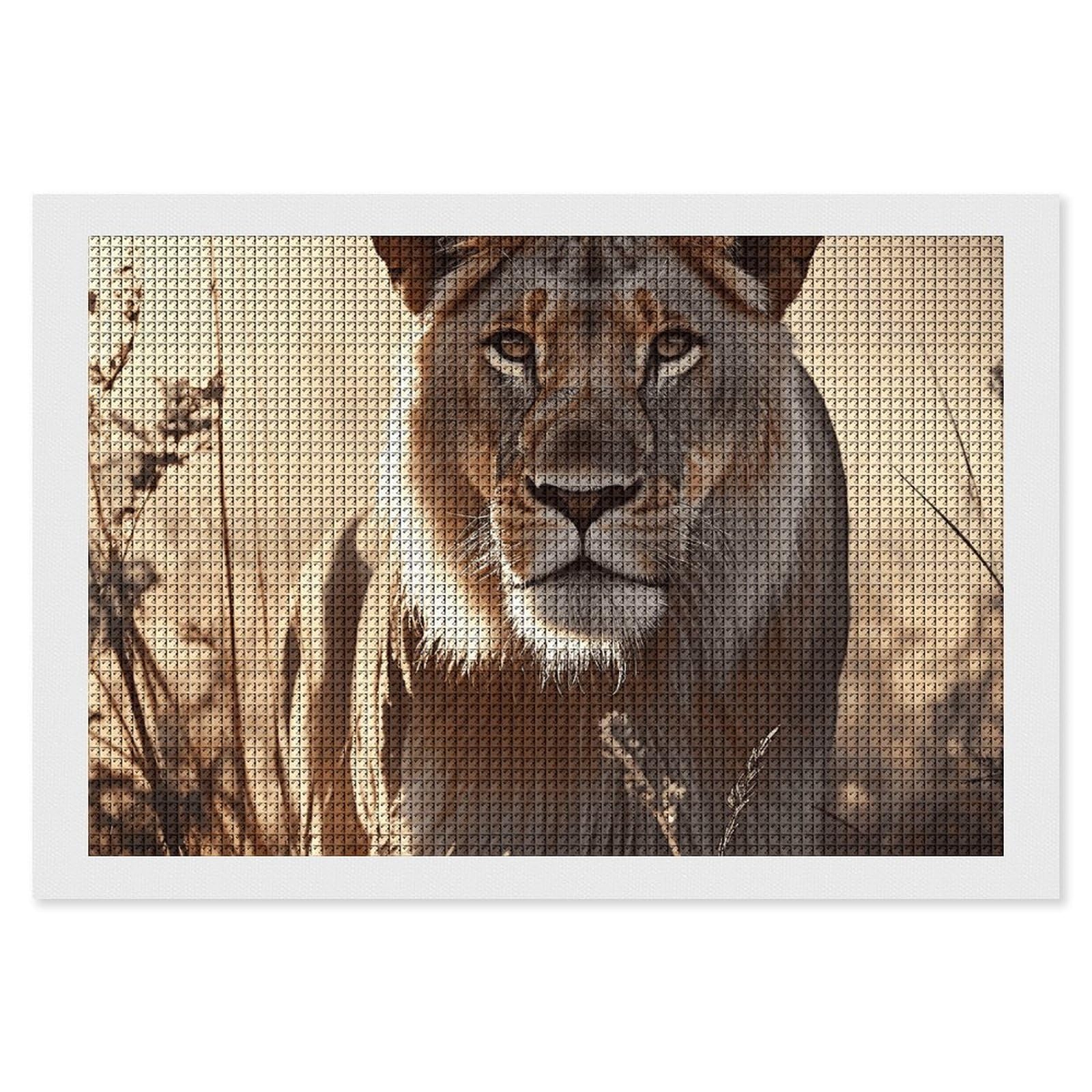NONHAI Diamond Painting Kits for Adults - DIY Diamond Art Kits for Beginners - Full 5D Paint Drill Diamond Dots Paintings- Female Lion Diamonds Pictures Gem Art and Craft Wall Decor 8"x12"