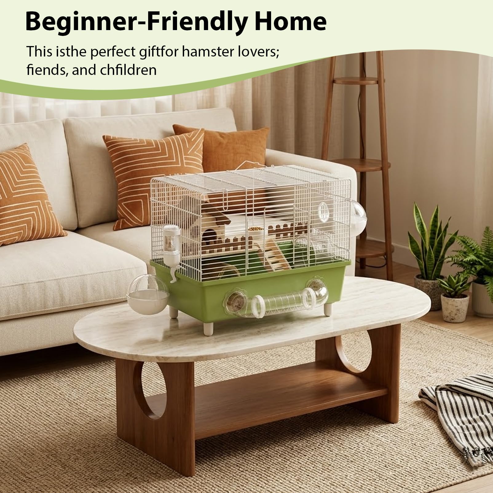 Hamsterkäfig, Nagerkäfig, Kleintierkäfig, Trainingshaus, Acryl, transparent | tragbarer Aufbewahrungs-Spielplatz, Hamster-Rad-Gehege für Zuhause, Reisen, 47.5*30*32.5cm