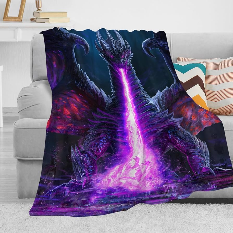 SARA NELL Dragon Breath Throw Blanket, Purple Dragon Gifts for