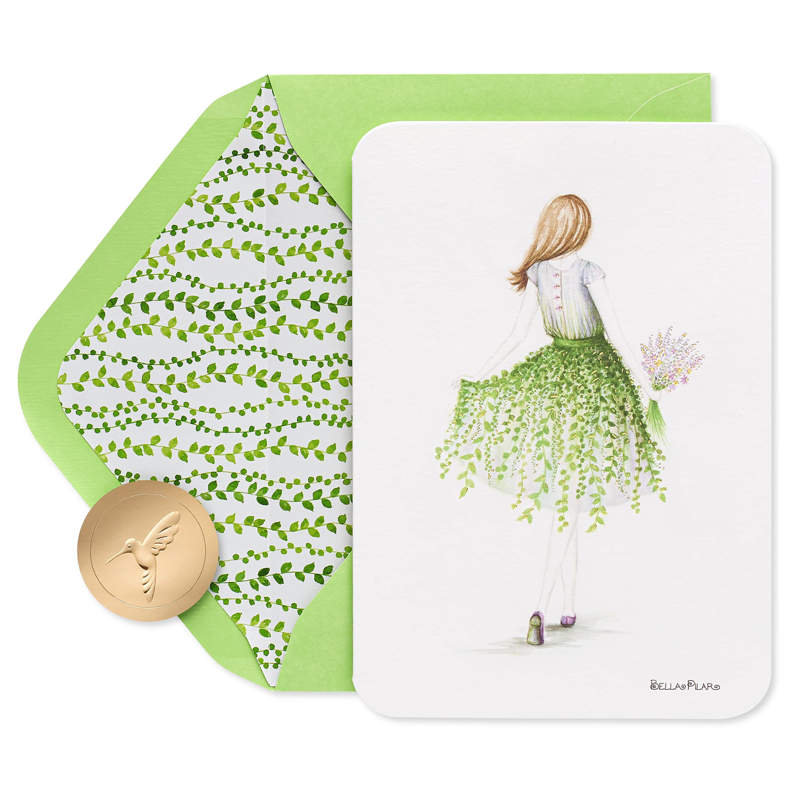 Papyrus Blank Cards with Envelopes - Designed by Bella Pilar and In Partnership with BCRF, Floral Girl (12-Count)