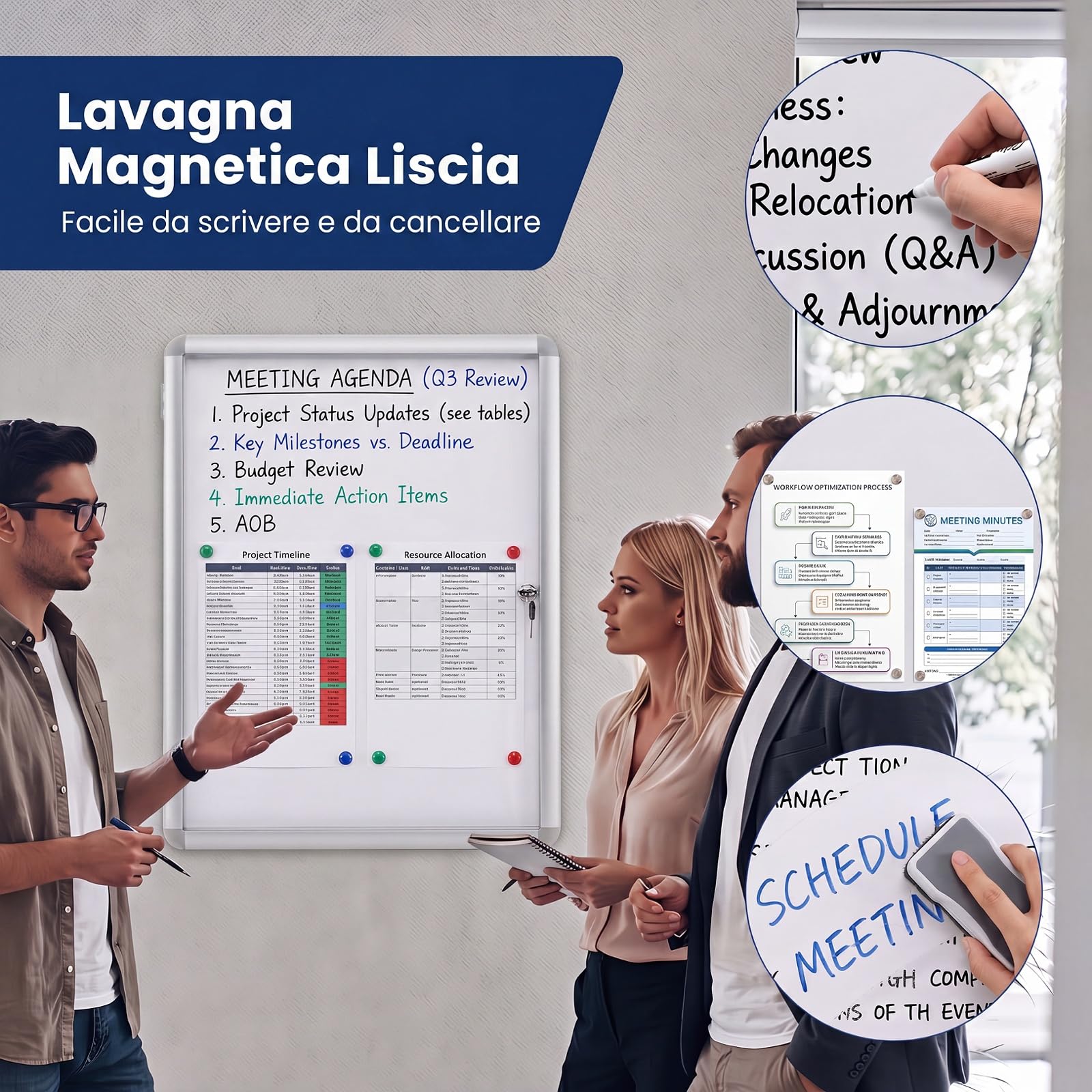 COSTWAY Bacheca Magnetica per Esterno, Bacheca da Parete con Lavagna, Pannello in PET Trasparente, Chiave e Telaio Leggero in Alluminio, per Ufficio, Condominio e Aziendale (Argento,66 x 51 cm)