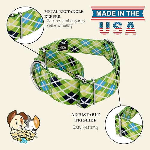 Miniatura 7 de Country Brook Petz - Collar de perro Martingale de 1 12 pulgadas colección a cuadros y Argyle