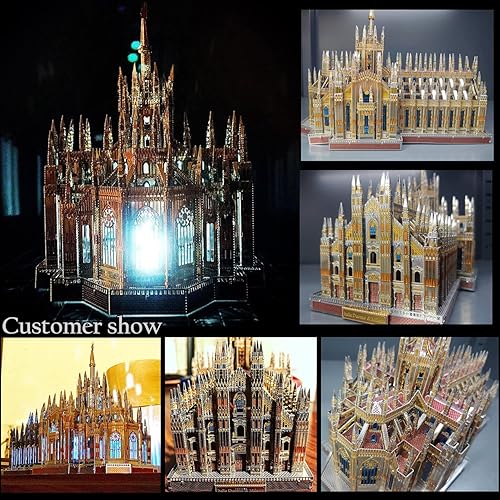 Miniatura 7 de Microworld Kit de construcción de modelos de rompecabezas de metal 3D, kit de construcción de modelos de arquitectura de la catedral de Milán de