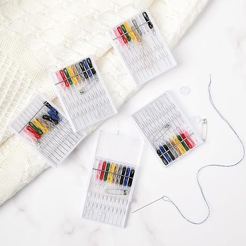 Miniatura 7 de Andibro Mini kit de costura de viaje de 10 cajas, 100 piezas de agujas preroscadas, kit de costura de fijación rápida, herramienta de reparación de