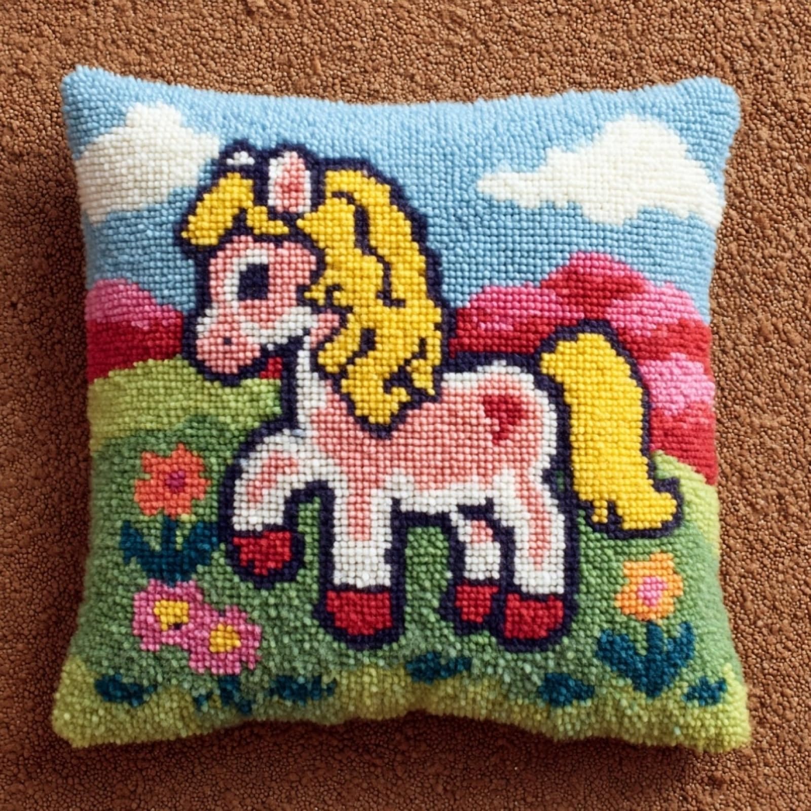 AxiangziK Latch Hook Cushion Kits for Adults,Flowers and Horses