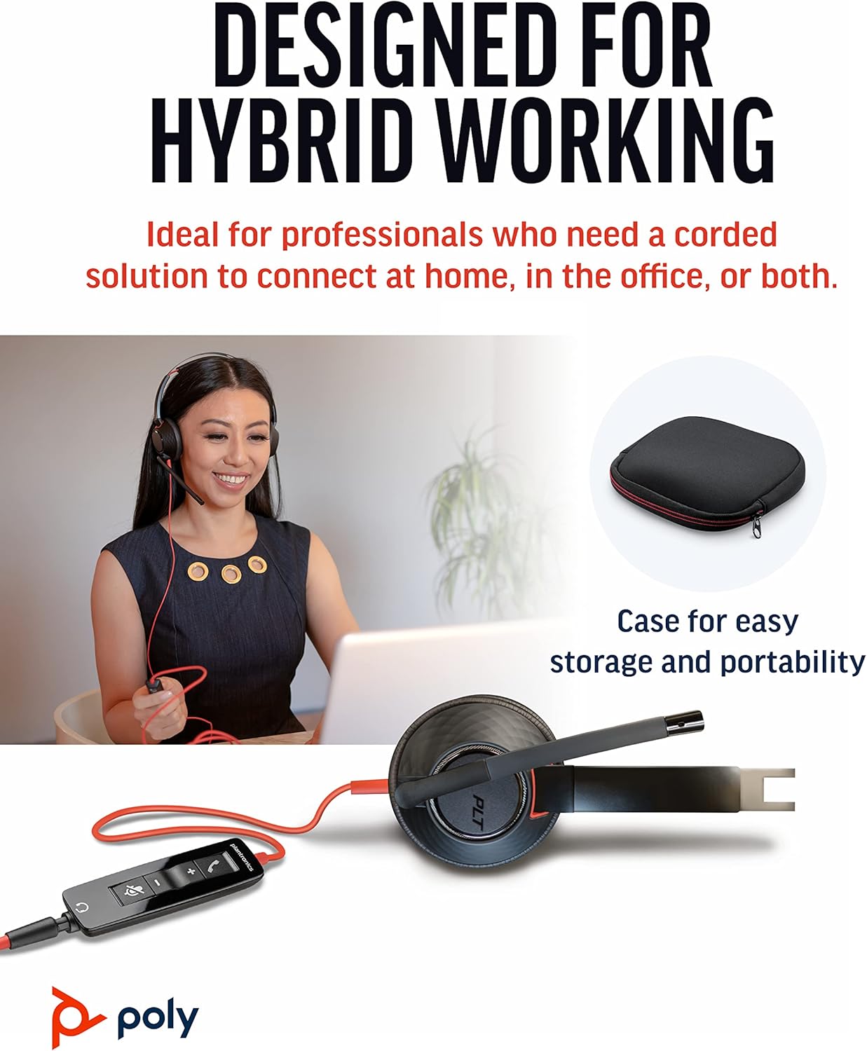 Headset designed for hybrid working with carrying case