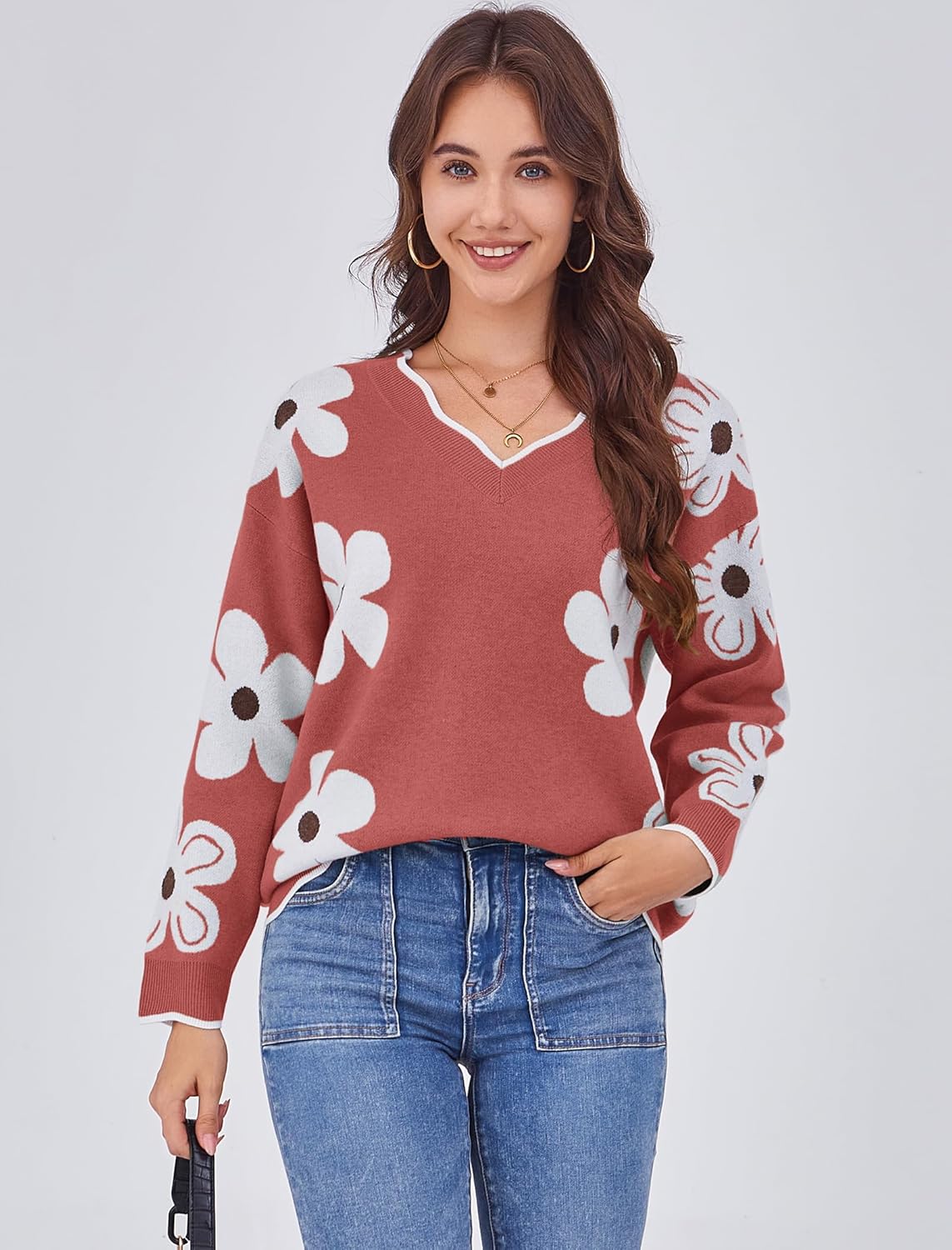 Arolina Oversized Sweaters for Women 2025 Casual Loose Long Sleeve V Neck Knitted Pullover Tops Fall Outfits Clothes - Image 6